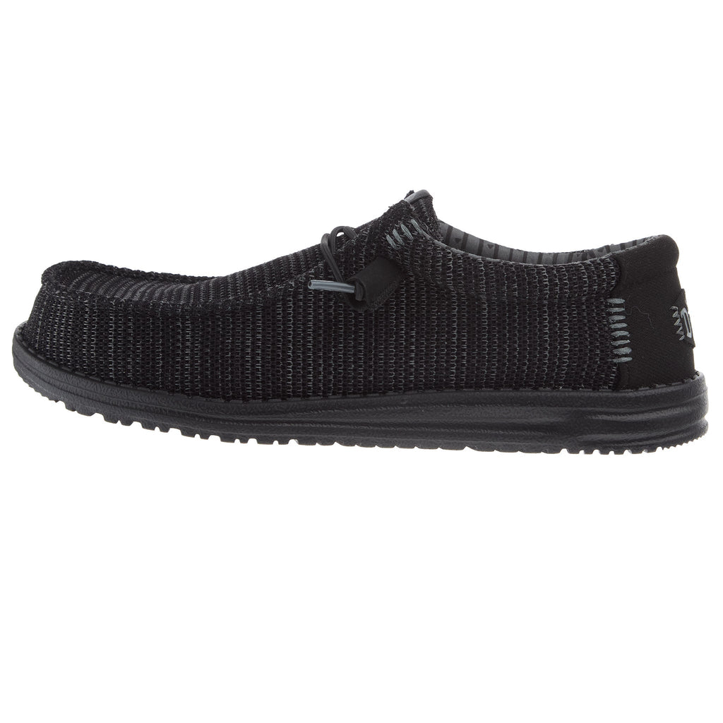 Hey Dude Mens Black Wally Stretch Mesh Casual Shoe
