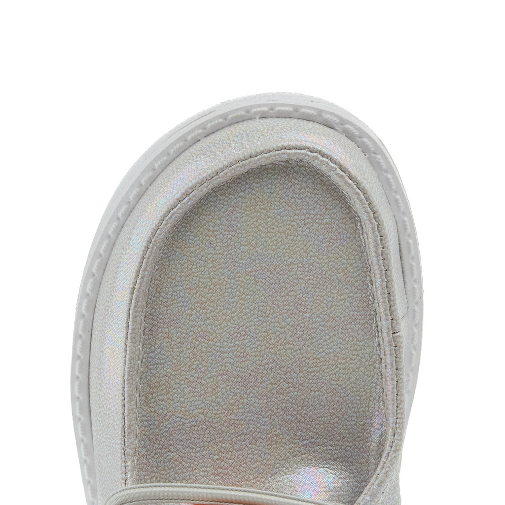 Hey Dude Girls Wendy Iridescent Sparkle Silver Shoe