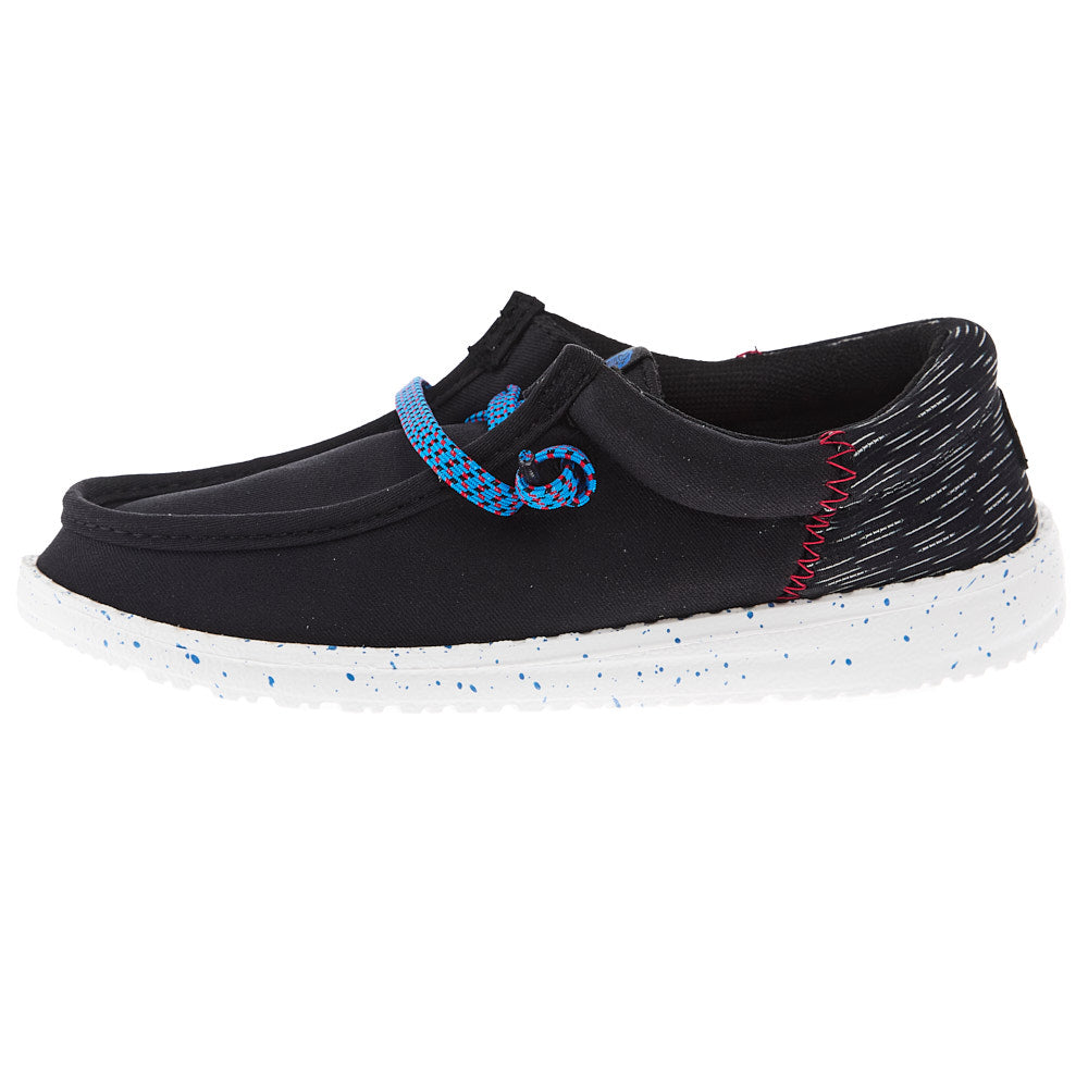 Hey Dude Youth Wally Jersey Jacquard Black and Red Causal Shoe